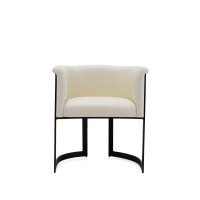 Manhattan Comfort DC046-CR Corso Leatherette Dining Chair with Metal Frame  in Cream